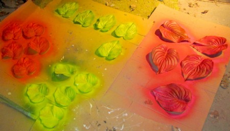 Spray Painted Hosta Leaves