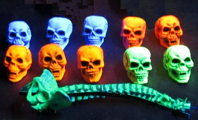 Small Skeleton Flower Heads in Black Light