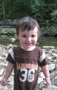 Close up of Pip grinning