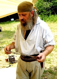 Mick admiring my reproduction bone saw