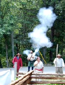 The brigands shoot at the John Work house