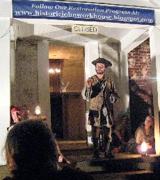 Everyone looking up at lights