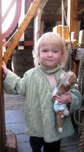 Hamish holding Lob in a diaper