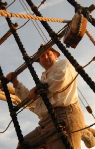 Michael ascends the ropes