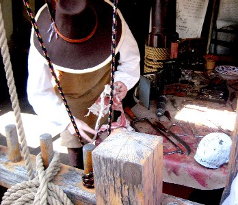 Mission setting up his medical equipment