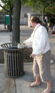 Michael breaking a bottle