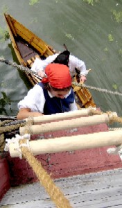 Georgia boarding the Santa Maria