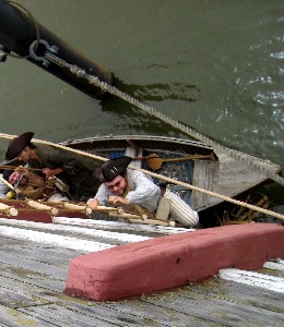 Nathan and Howard ascending the rope ladder