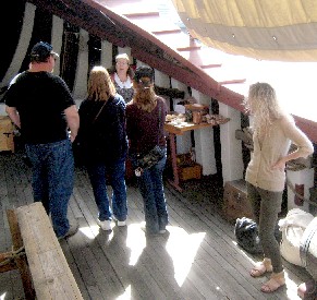 Jennie explaining ship's life and food