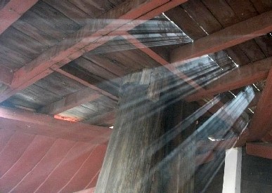 Shafts of light in the smoke