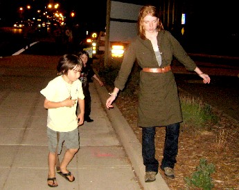 Danie and the boys walk the curb