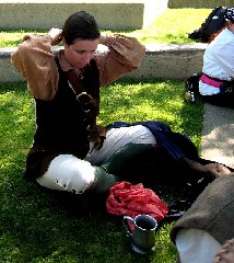 Andrea fixing her hair