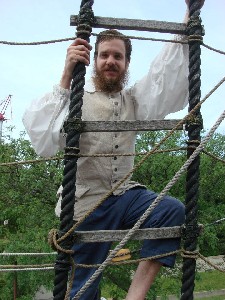Michael preparing for the climb