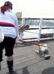 Becci firing the mortar