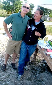 Stynky and Chrispy at the Registration Booth