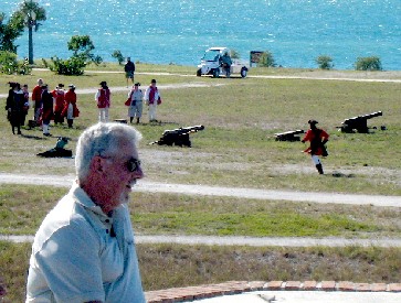 Spike running back to the British side