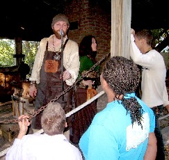 Matt showing the audience the leaf in progress