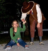 Twins helping each other up