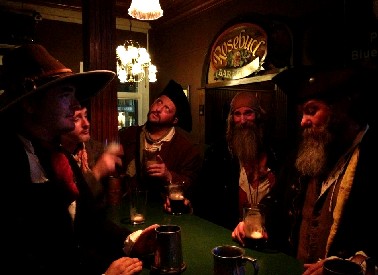 Pirate dogs playing poker?