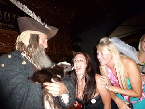 Bachelorette trying to lick the skunk