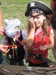 Girl pressing eye patch