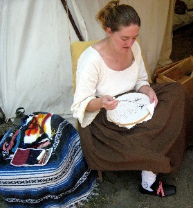 Kate embroidering pocket