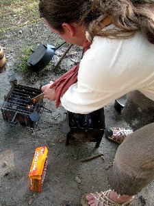 Michael using modern contrivance to start the fire
