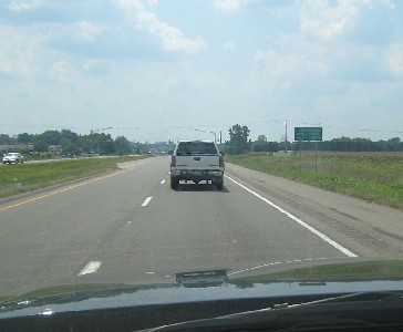 Jay's truck in front of me