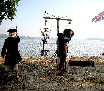 Firing to salute the opening of Pirates of Paynetown