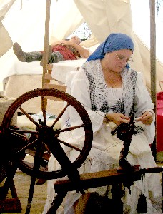 Diane Stevens  and her spinning wheel