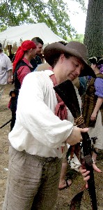 Michael checking barrel of gun