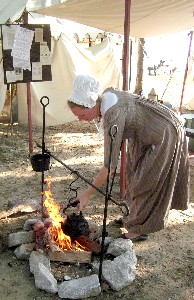 Chole putting the coffee on