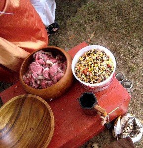 Food in wooden bowls