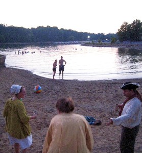 We paddlers approach the lake
