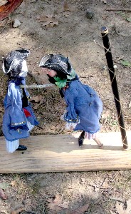 Skeleton and pirate puppets