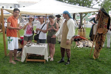 Mission explaining the surgical instruments to a group