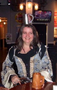 Trish with the Fish Mug on her head