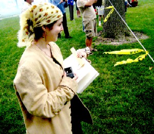 Georgia drawing while watching battle