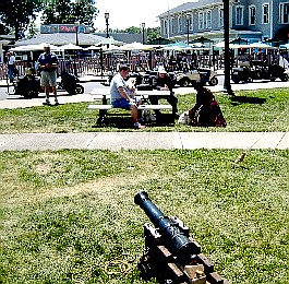 Cannon pointed at golf carts