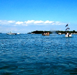 Cannon Barge firing from a distance