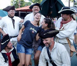 Twins laughing with boys