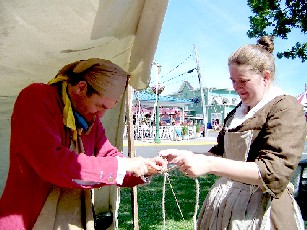 Slicing a piece of rope with a scalpel