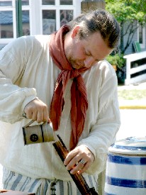 Michael cleaning out his gun