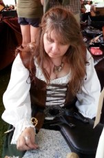 Trish working Leather