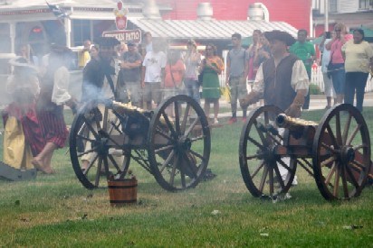 Fiiring the Cannons at the Pirates