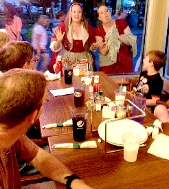 Kate and Cheeky Outside Pasquales Restaurant Window