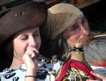 Billie and Friend, having a pipe