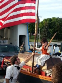 Nathan Helping Pip Hold Up the Flag