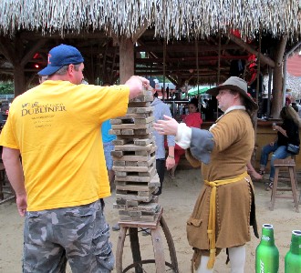 Michael watching the Frat Guy at Jenga