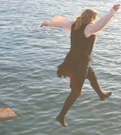 Captain Sterling walking the plank